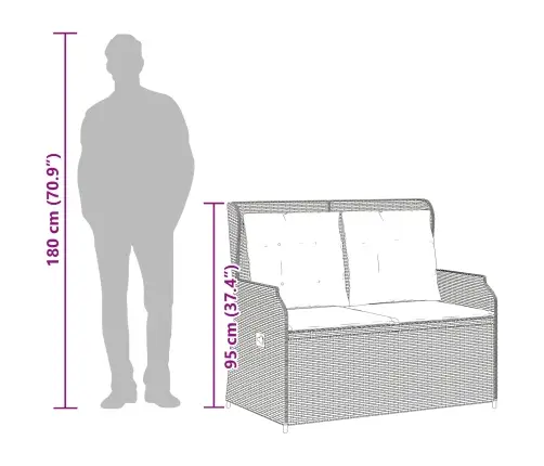 Dārza Sols Ar Spilvenu Brūna Poliūtu Rotangpalma Vidaxl