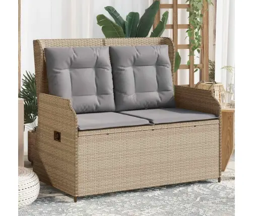 Dārza Sols Ar Spilvenu Bēša Poliūtu Rotangpalma Vidaxl