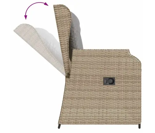 Dārza Sols Ar Spilvenu Bēša Poliūtu Rotangpalma Vidaxl