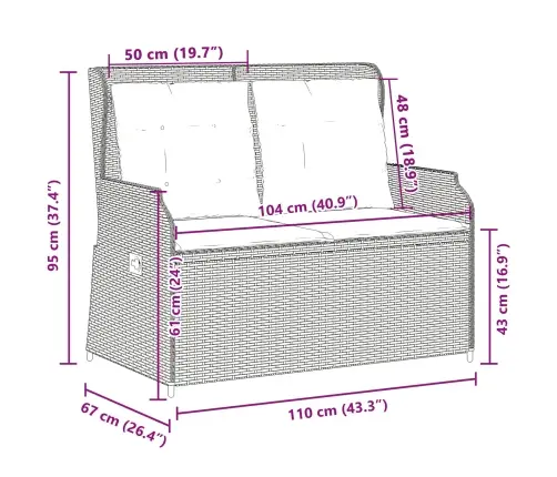 Dārza Sols Ar Spilvenu Bēša Poliūtu Rotangpalma Vidaxl