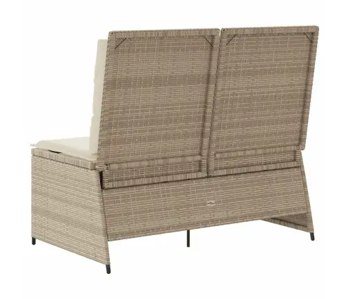 Dārza Sols Ar Spilvenu Bēša Poliūtu Rotangpalma Vidaxl