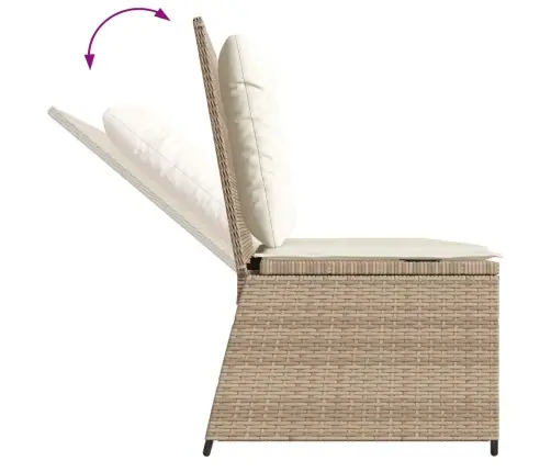 Dārza Sols Ar Spilvenu Bēša Poliūtu Rotangpalma Vidaxl