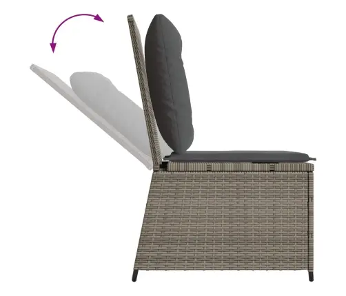 Dārza Dīvāns Ar Spilvenu Pelēka Poliūtu Rotangpalma Vidaxl