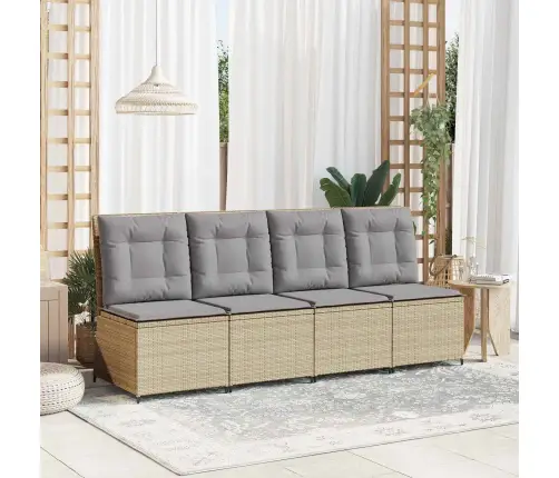 Dārza Dīvāns Ar Spilvenu Bēša Poliūtu Rotangpalma Vidaxl