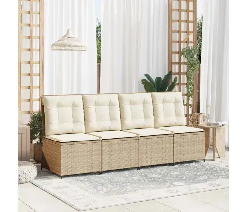 Sodo Sofa Su Pagalve Juoda Ir Kreminė Balta Poliratanas