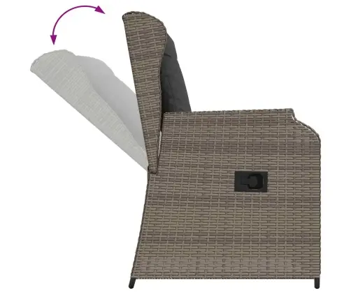 Dārza Sols Ar Spilvenu 2 Pcs Pelēka Poliūtu Rotangpalma Vidaxl