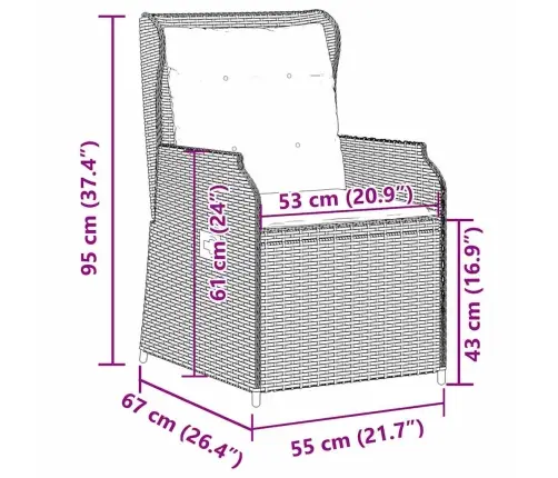 Dārza Sols Ar Spilvenu 2 Pcs Gaiši Pelēka Poliūtu Rotangpalma Vidaxl