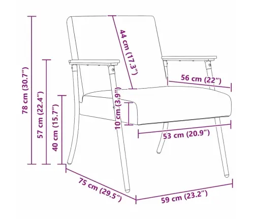 Atpūtas Krēsls Melna 59 X 75 X 78 Cm Audums Vidaxl