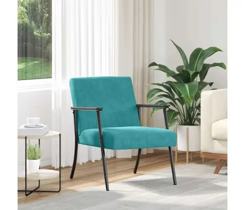 Atpūtas Krēsls Tirkīzzila 59 X 75 X 78 Cm Samts Vidaxl