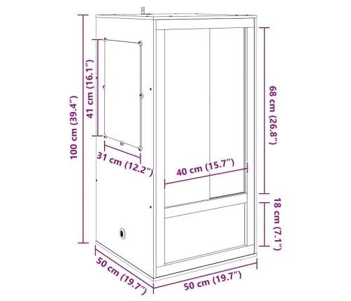 Terārijs Brūna 50 X 50 X 100 Cm Osb Vidaxl