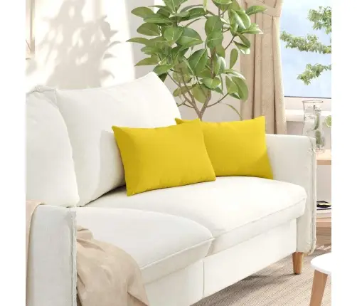 Sofa Pagalvės 2 Pcs Šviesi Geltona 50 X 30 Cm Audinys
