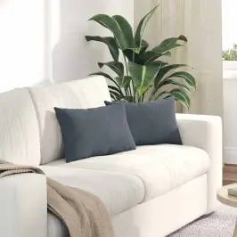 Sofa Pagalvės 2 Pcs Tamsiai Pilka 50 X 30 Cm Kordūrinis Audinys