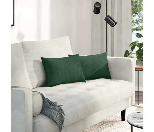 Dīvāna Spilveni 2 Pcs Tumši Zaļš 50 X 30 Cm Korduroja Audums Vidaxl
