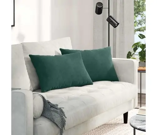 Dīvāna Spilveni 2 Pcs Tumši Zaļa 60 X 40 Cm Korduroja Audums Vidaxl