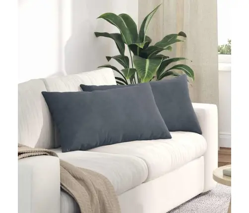 Dīvāna Spilveni 2 Pcs Tumši Pelēks 80 X 40 Cm Korduroja Audums Vidaxl