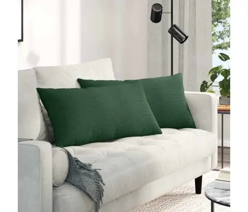 Sofa Pagalvės 2 Pcs Tamsiai Žalia 80 X 40 Cm Kordūrinis Audinys