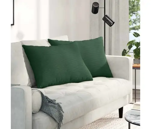 Sofa Pagalvės 2 Pcs Tamsiai Žalia 70 X 50 Cm Kordūrinis Audinys