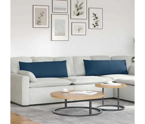Sofa Pagalvės 2 Pcs Mėlyna 120 X 40 Cm Audinys