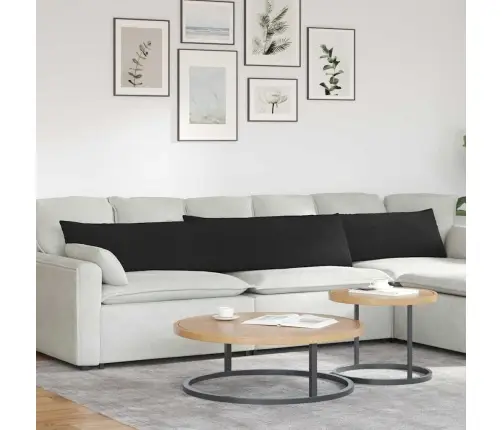 Sofa Pagalvės 2 Pcs Juoda 200 X 40 Cm Audinys