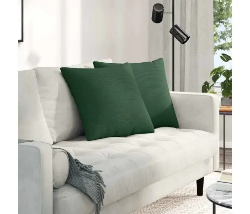 Sofa Pagalvės 2 Pcs Tamsiai Žalia 50 X 50 Cm Kordūrinis Audinys