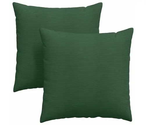 Dīvāna Spilveni 2 Pcs Tumši Zaļš 60 X 60 Cm Korduroja Audums Vidaxl