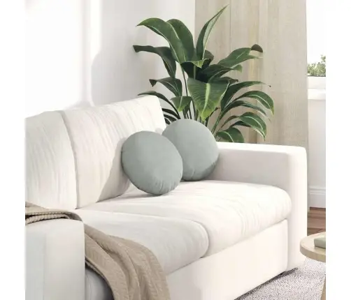 Sėdynių Pagalvėlės 2 Pcs Šviesiai Pilka Ø 40 X 13 Cm Aksomas