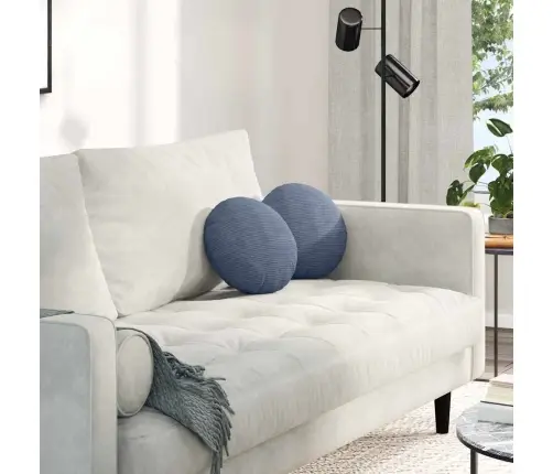 Sēdvietas Spilventiņi 2 Pcs Zila Ø 30 Cm Korduroja Audums Vidaxl