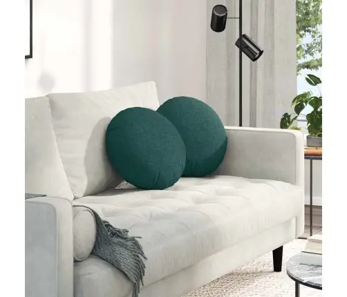 Sėdynių Pagalvėlės 2 Pcs Tamsiai Žalia Ø40 X 13 Cm Audinys