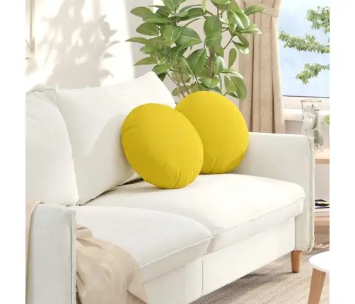 Sēdvietas Spilventiņi 2 Pcs Gaiši Dzeltena Ø40 X 13 Cm Audums Vidaxl