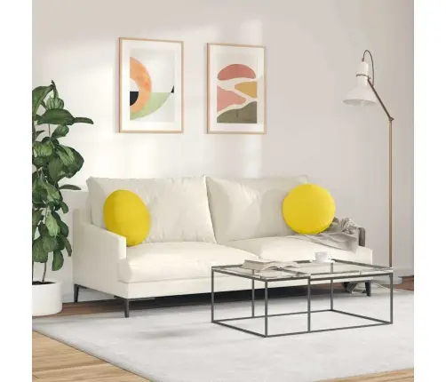 Sēdvietas Spilventiņi 2 Pcs Gaiši Dzeltena Ø40 X 13 Cm Audums Vidaxl