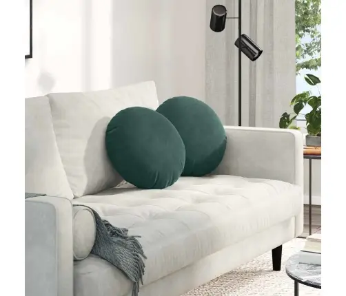 Sėdynių Pagalvėlės 2 Pcs Tamsiai Žalia Ø 40 X 13 Cm Aksomas