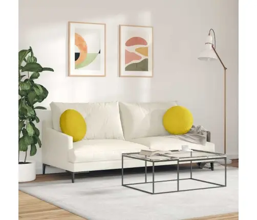 Istumispatjad 2 Pcs Kollane Ø 40 X 13 Cm Samet