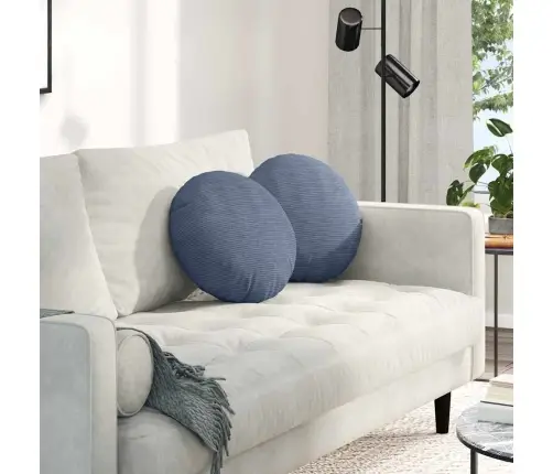 Sēdvietas Spilventiņi 2 Pcs Zila Ø 40 Cm Korduroja Audums Vidaxl