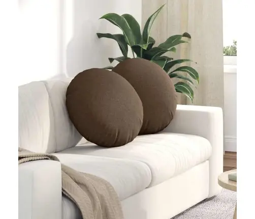 Sėdynių Pagalvėlės 2 Pcs Ruda Ø50 X 19 Cm Audinys