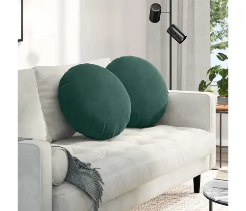 Sėdynių Pagalvėlės 2 Pcs Tamsiai Žalia Ø 40 X 13 Cm Aksomas