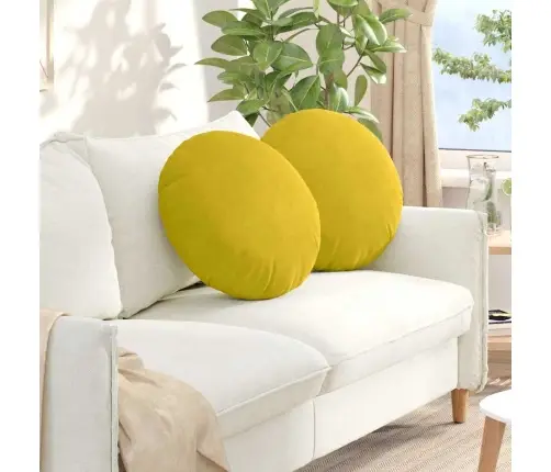 Sēdvietas Spilventiņi 2 Pcs Dzeltena Ø 40 X 13 Cm Samts Vidaxl