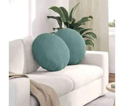 Sėdynių Pagalvėlės 2 Pcs Jūrinė Žalia Ø 40 X 13 Cm Aksomas