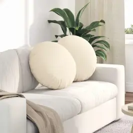 Sēdvietas Spilventiņi 2 Pcs Krēmkrāsa Ø 50 Cm Korduroja Audums Vidaxl