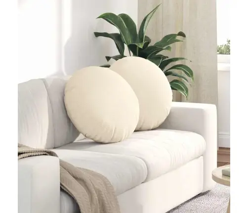 Sēdvietas Spilventiņi 2 Pcs Krēmkrāsa Ø 50 Cm Korduroja Audums Vidaxl