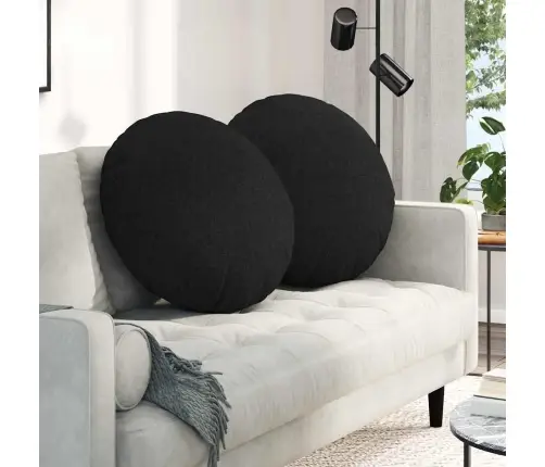 Sēdvietas Spilventiņi 2 Pcs Melna Ø60 X 21 Cm Audums Vidaxl