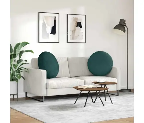 Sēdvietas Spilventiņi 2 Pcs Tumši Zaļš Ø60 X 21 Cm Audums Vidaxl