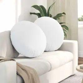 Sēdvietas Spilventiņi 2 Pcs Balts Ø60 X 21 Cm Audums Vidaxl Sēdvietas Spilventiņi 2 Pcs Balts Ø60 X 21 Cm Audums Vidaxl