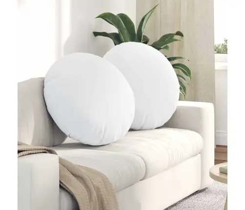 Sēdvietas Spilventiņi 2 Pcs Balts Ø60 X 21 Cm Audums Vidaxl