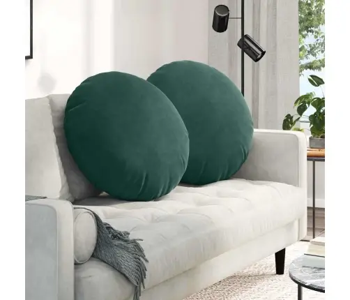 Istumispatjad 2 Pcs Tume Rohelise Ø 40 X 13 Cm Samet