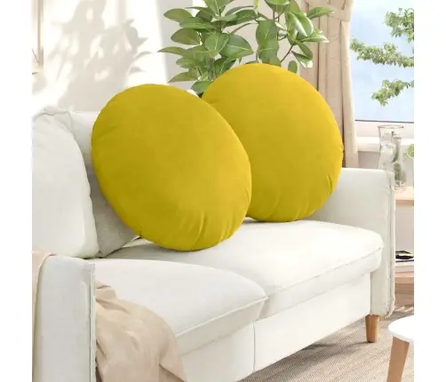 Sēdvietas Spilventiņi 2 Pcs Dzeltena Ø 40 X 13 Cm Samts Vidaxl