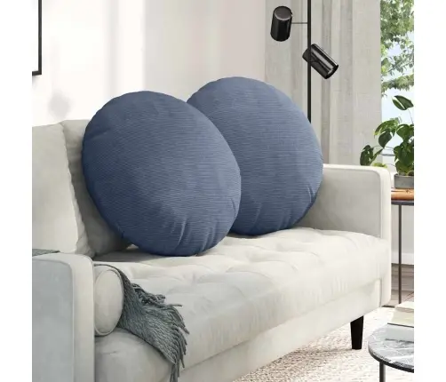 Sēdvietas Spilventiņi 2 Pcs Zila Ø 60 Cm Korduroja Audums Vidaxl