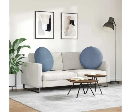 Sēdvietas Spilventiņi 2 Pcs Zila Ø 60 Cm Korduroja Audums Vidaxl