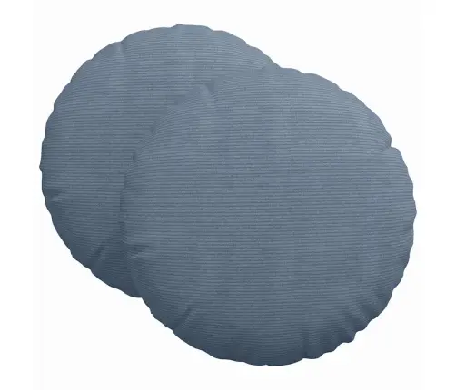 Sēdvietas Spilventiņi 2 Pcs Zila Ø 60 Cm Korduroja Audums Vidaxl