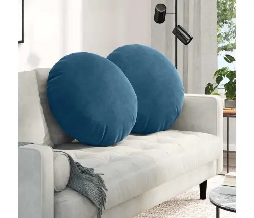 Sėdynių Pagalvėlės 2 Pcs Mėlyna Ø80 X 29 Cm Aksomas