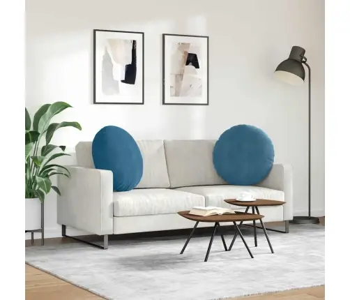 Sėdynių Pagalvėlės 2 Pcs Mėlyna Ø80 X 29 Cm Aksomas